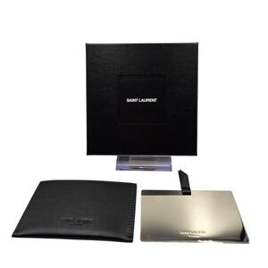 Saint Laurent Black Leather‎ Card Holder With Mirror & Box Set
